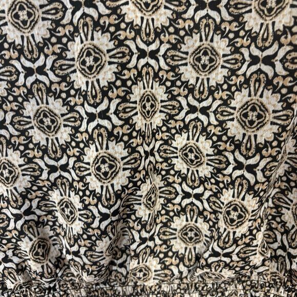 1State Paisley Printed V Neck Ruched Metallic Thread Boho Midi Dress Modest Sz S - Picture 5 of 8